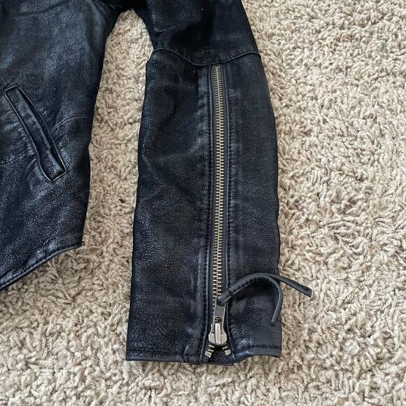 Free People Cool & Clean BLACK Vegan Leather Moto Jacket Size 2 Wool Side Panels - Picture 6 of 9